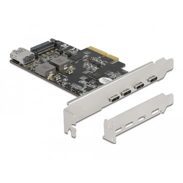 Delock PCI Express x4 Karte zu 4x USB Type-C ext. + 1x USB Type-A int. SuperSpeed USB 10 Gbps - Low Profile