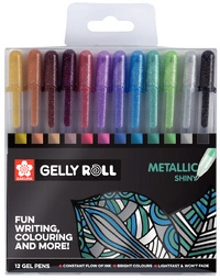 SAKURA Stylo roller encre gel Gelly Roll Metallic étui de 12