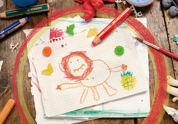 STABILO Crayon multi-talents woody 3 en 1, rond, blanc