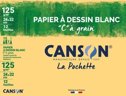 CANSON Papier à dessin "C" à grain, A4, 224 g/m2, blanc