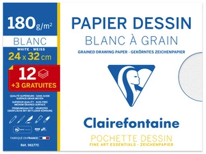 Clairefontaine Papier dessin "Blanc à Grain", pack promo