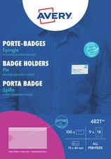 AVERY Porte-badge avec épingle, 75 x 40 mm